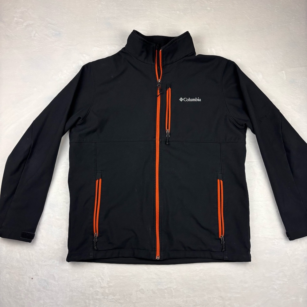 Columbia Men's Black Jacket with Orange Accents